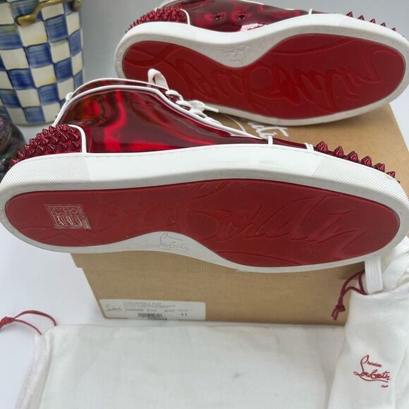 Men's Christian Louboutin, Lou Spike flat high top sneakers size 41 made Italy - Picture 9 of 11